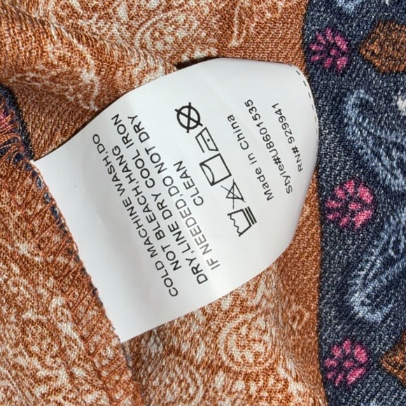 Weekend Suzanne Betro Boho western Chevron Paisley Print Bell Sleeve Tunic top - Picture 5 of 5